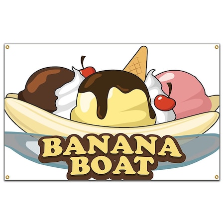 Signmission Banana Boat Banner Concession Stand Food Truck Single Sided B-72 Banana Boat19
